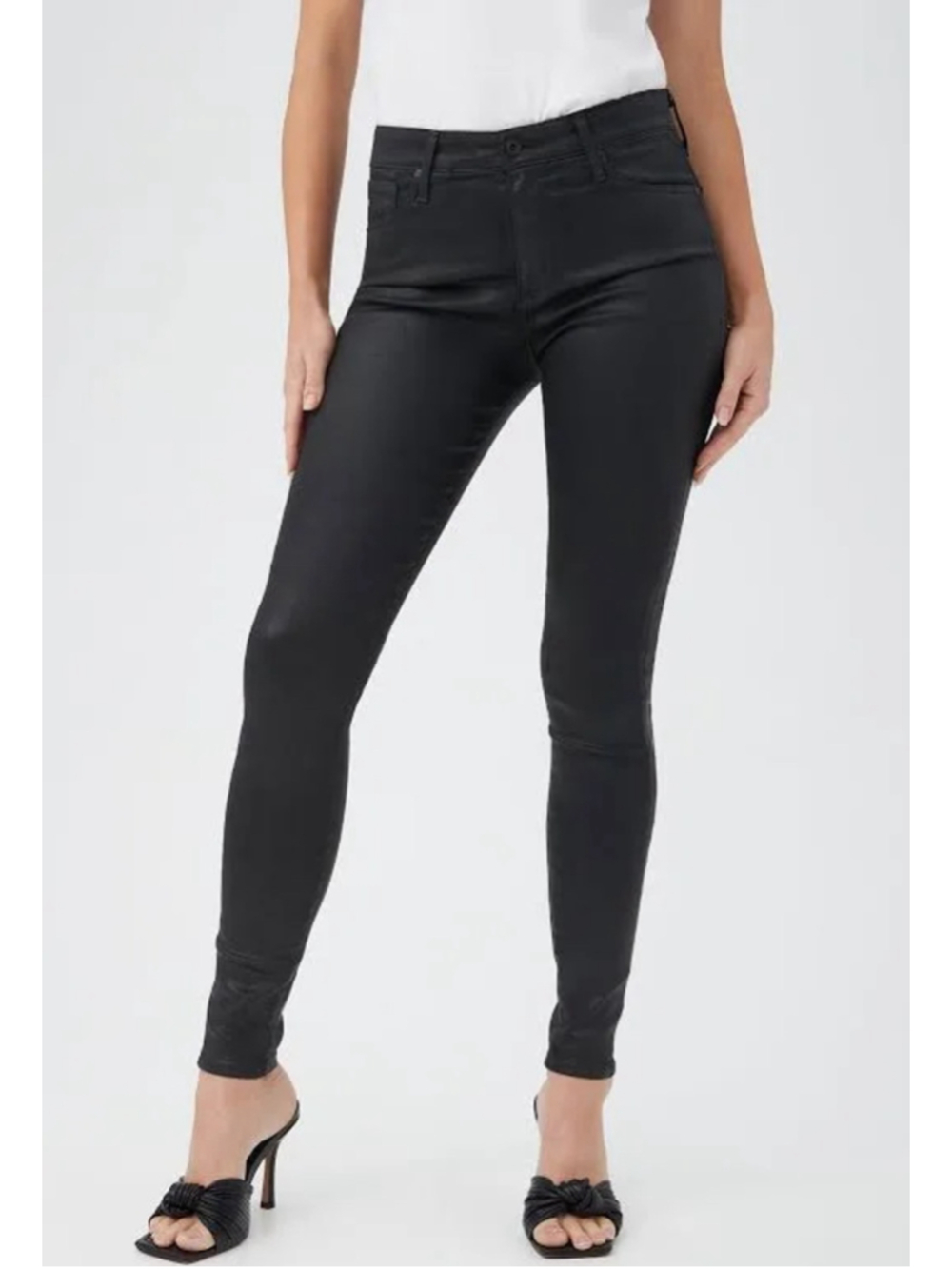 AG Adriano Goldschmied "The Farrah Skinny" coated black jeans Size 27R